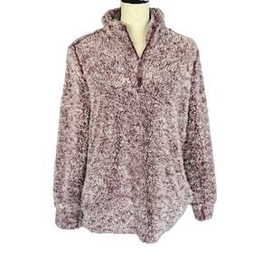 Original Weatherproof Medium Sherpa Jacket Pullover 1/4 Zip Pocket Stretch Women